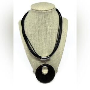 Chico's Circle of Life Wooden Pendant Necklace & Matching Earrings